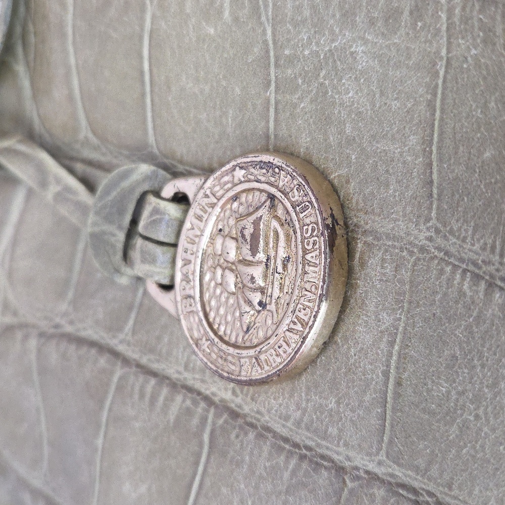 Vintage Brahmin Crocodile Embossed Olive Green Leather Crossbody Purse - Picture 6 of 17